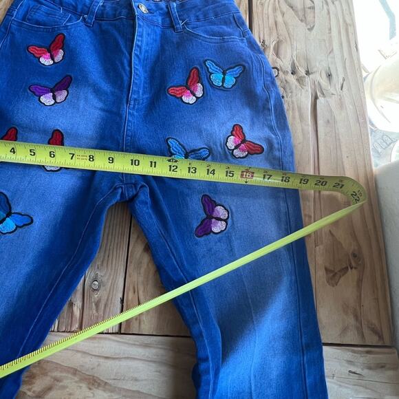 Unbranded Jeans Womens Size M Multicolor Butterfly Embroidery Flare Patchwork - Picture 13 of 16